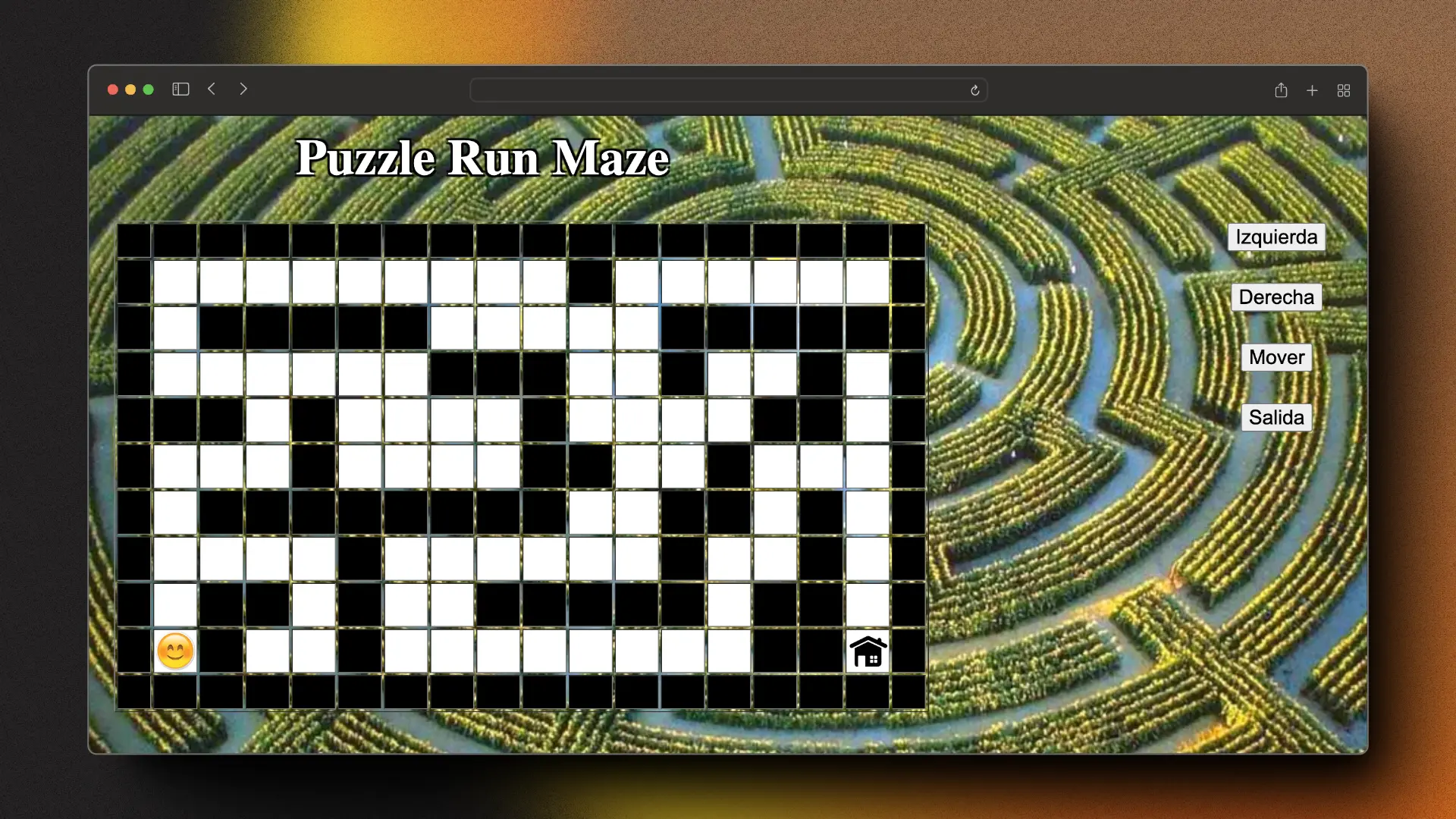 Captura de pantalla del proyecto Run Maze